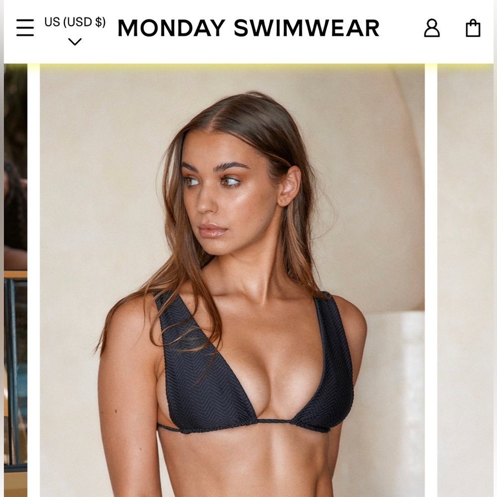 NWOT Monday Swimwear Palm Springs Top- Black Chevron